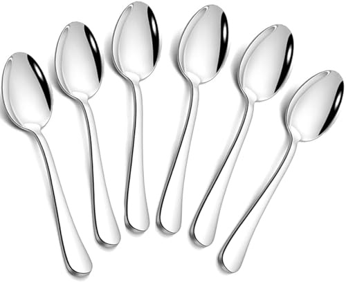 tiokin Teelöffel 6 Stück, Edelstahl Mini Kaffeelöffel 12cm(4.7Zoll),Espressolöffel, Dessertlöffel, Kleine Löffel, Spülmaschinenfest, Teelöffel Set für Haushalte, Restaurants, Kantinen