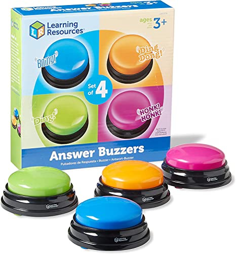 Learning Resources Antwort-Buzzer 4 Sound-Buttons für Quiz Sommer Spiele