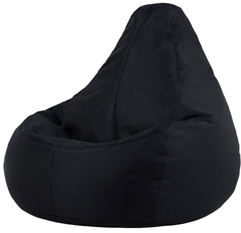 Bean Bag Bazaar Dalton Gaming Sitzsack für Erwachsene, Schwarz, Indoor Outdoor Sitzsack mit Füllung, Bean Bag, Wasserabweisender Stoff, Bequemer Sessel für Wohnzimmer, Schlafzimmer, Garten