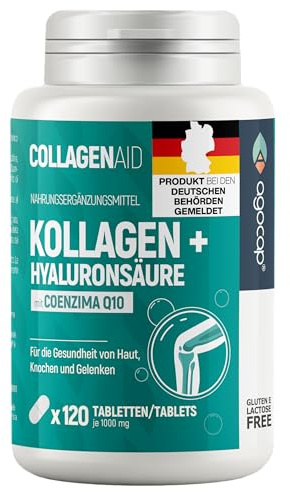 Kollagen Kapseln - Hyaluronic acid & Collagen komplex, 120 kapseln. Enriched with Coenzym q10 and hyaluron kapseln. Kollagen für die Gelenke und Haut, Collagen. Laboratory Tested & Registriert in Deu