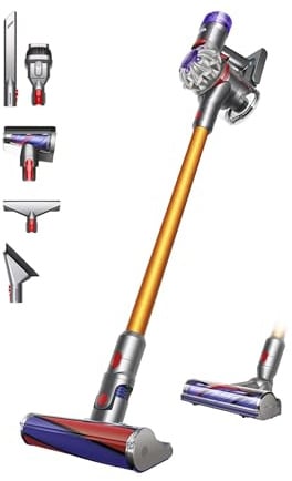 Dyson V8 Absolute Akku-Staubsauger Silber/Gelb, 115 AW, 40 Min Laufzeit, Beutellos, Tierhaarentfernung