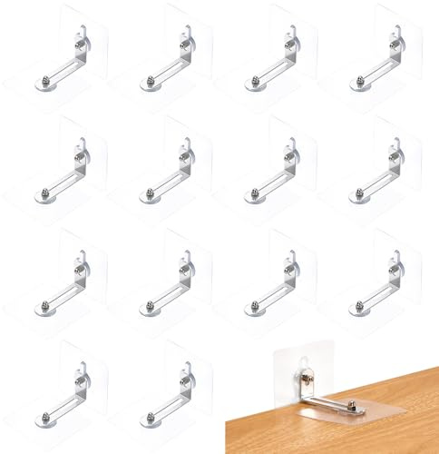 14 Paar Kippsicherung Möbel Set, Wandbefestigung Ohne Bohren, L-Förmig Kippschutz Möbel Wandanker, Selbstklebend Möbel-Wandanker, Möbelgurte Wandbefestigung für Schrank, Regal Kommode