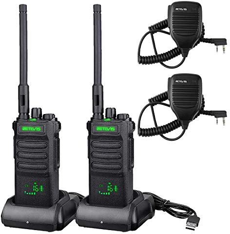 Retevis RT86 Funkgerät mit Großer Reichweite, Walkie Talkie für Lager | Walkie-Talkie Professional mit Lautsprechermikrofon, 2600mAh, Geräuschunterdrückung für Fabrik, Lager(Schwarz, 2 Stück)