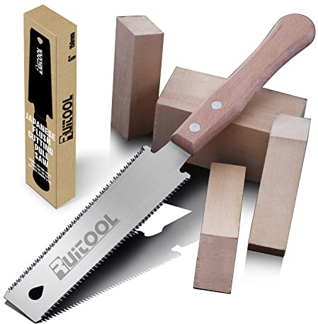 RUITOOL Japanese Hand Saw 6 Inch Double Edge Sided Pull Saw Ryoba SK5 Flexible Blade 14/17 TPI Flush Cut Beech Handle Wood Saw for Woodworking Tools