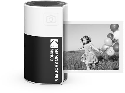 Kodak Memo Shot ERA Kinder-Sofortbild-Digitalkamera und Foto-Etikettendrucker, Weiß (Kamera mit 1 Rolle One-Touch-Etikettenpatrone)
