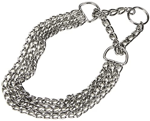 TRIXIE Zug-Stopp-Kettenhalsband Größe L: Halsumfang 50 cm/2,5 mm in silber - stabiles Kettenhalsband 3-reihig für große Hunde, verchromt, leicht zu reinigen, 2266