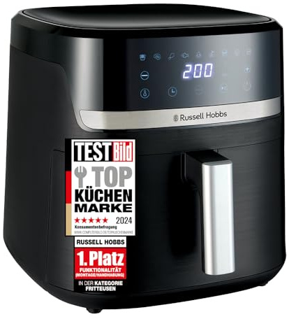 Russell Hobbs Heißluftfritteuse XXL 8,3L Rapid AirFryer [kompaktes Gehäuse, sehr leise, Pizza Ø 26cm] SatisFry (9 Programme, spülmaschinenfest, Fritteuse ohne Öl, TouchScreen,Grillen,Backen) 27632-56