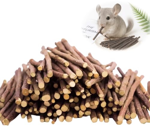 Flewdart 500g Hamster Kauspielzeug 300pcs, Kaninchen-Kauspielzeug, Apfelbaumstab Natural Spielzeug für Kaninchen Hamster Meerschweinchen Chinchilla (500g) (500g)