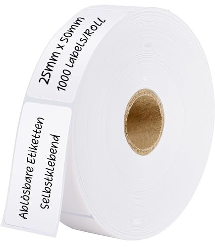 KTRIO Etiketten Selbstklebend, Wasserdicht, Rückstandslos, 1000 Stück, Weiß | Rückstandslos Haftender Klebstoff, zum Kennzeichnen von Datum. zum Sortieren von Dateien, Lagerbehältern, Küchenutensilien