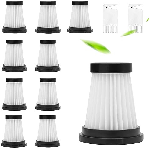 10-tlg. Waschbares HEPA Filter Set für Genius Invictus One/X7/2.0 | Waschbare Ersatzfilter für Handstaubsauger; mit 10 Filtern und 2 Reinigungsmessern