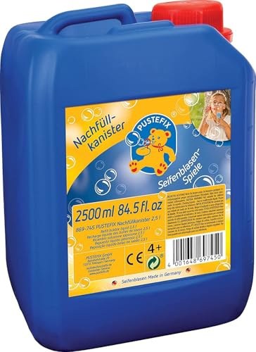 PUSTEFIX - 420869745 Seifenblasen Nachfüllkanister 2,5 Liter I Seifenblasenflüssigkeit für bunte Blasen I I extra Flüssigkeit für mehr Bubble Spaß, für Kinder & Erwachsene auf Geburtstag, Hochzeit