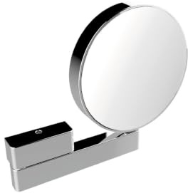 Emco Universal Kosmetik- und Rasierspiegel am Gelenkarm, runder Kosmetikspiegel zur Wandmontage, Vergrößerungsspiegel (3-/7-fach) ohne Beleuchtung - Chrom