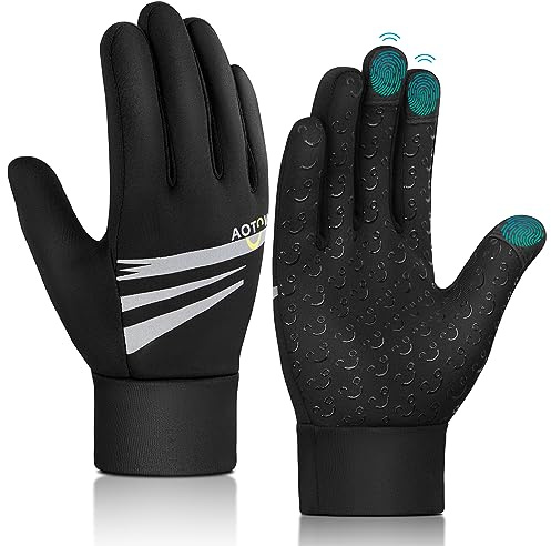 AOTOW Kinder Handschuhe Winter Fahrradhandschuhe - Touchscreen Thermo Winddichte Laufhandschuhe Kinderhandschuhe Warme Fahrrad Handschuh Reithandschuhe Outdoor Sport für 4-12 Jahre Jung Mädch