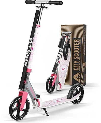 Apollo Phantom Pro City Scooter, Roller Kinder & Erwachsene, 200mm LED | Höhenverstellbarer City Roller mit XXL 200mm Rädern & Federung: Tretroller Kinder ab 6/8/10, faltbar, Cityroller Erwachsene