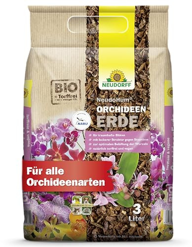 Neudorff NeudoHum OrchideenErde - Torffreie Bio-Erde für traumhafte Blüten Aller Orchideenarten, 3 Liter