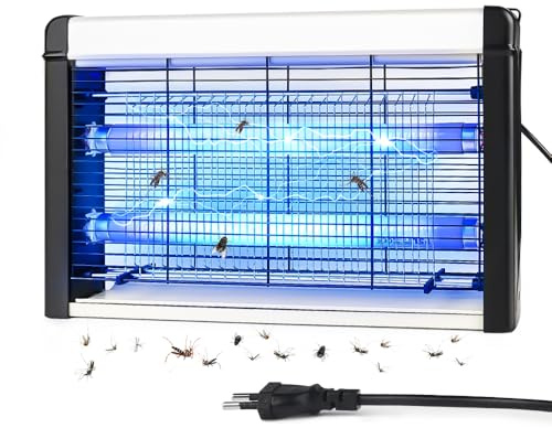 Insektenvernichter Elektrisch, Leistungsstark 3500V & 20W UV Elektrische Fliegenfalle, Mückenlampe mit Waschbares Tablett und Aufhängekette Geeignet für Schlafzimmer, Wohnzimmer, Esszimmer