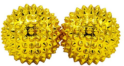 chi-enterprise zwei magnetische Akupressurkugeln, Massagekugeln - Gold klein 32 mm Duchmesser - Akupressur Therapie - lindert Schmerzen uns steigert das Wohlbefinden