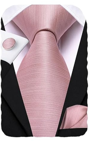 Hi-Tie Herren Seiden Helles Rosa Krawatte Set Jacquard Krawatte mit Einstecktuch Manschettenknöpfe Für Hochzeit