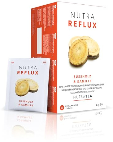 Nutra Tea NUTRAREFLUX, Magendarmtee hilft bei Magen-Darm Beschwerden, Darm Tee kann das Gefühl von Unbehagen reduzieren, 20 wiederverwendbare Teebeutel, Kräutertee bei Verdauungsbeschwerden
