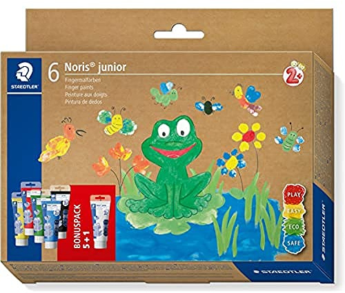 STAEDTLER Noris junior 8816 Fingermalfarben – 6 Farben | Ungiftig für Kinder, lichtecht & schnell trocknend – für kleine Hände – Art.-Nr. 8816 D