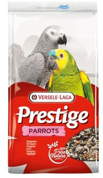 Versele-Laga Prestige Parrots | 1 kg | Ergänzungsfuttermittel für Papageien | Hochwertige Getreide- und Samenmischung | Mit gestreifter Sonnenblumensaat und Erdnüssen