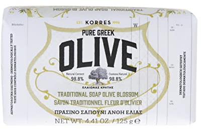 KORRES Olive Blossom Körperseife, festes Seifenstück mit extra nativem Olivenöl, nährend & feuchtigkeitsspendend, vegan, 125 g