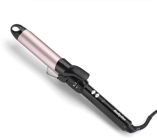 BaByliss 32mm Lockenstab – Turmalin-Keramik beschichteter Lockenstyler für große Locken, 10 Temperaturen, schnelles Aufheizen, frizzfreie Locken, integrierter Standfuß – Schwarz & Pink, C332E