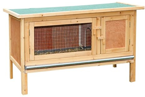 Kerbl Pet Nagerhaus Fred, Kleintierstall, Nagerstall, braun, 100x45x62cm, Holz, Hasen, Kaninchen, Meerschweinchen, herausziehbare Wanne