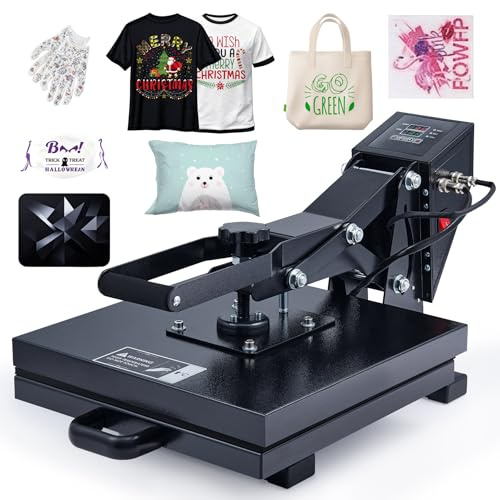 CREWORKS 1400W Transferpresse Textilpresse T-Shirt Sublimationsmaschine 38x38cm Hitzepresse Heat Press Heißpresse DIY Mulitifunktional Sublimation Wärmepresse