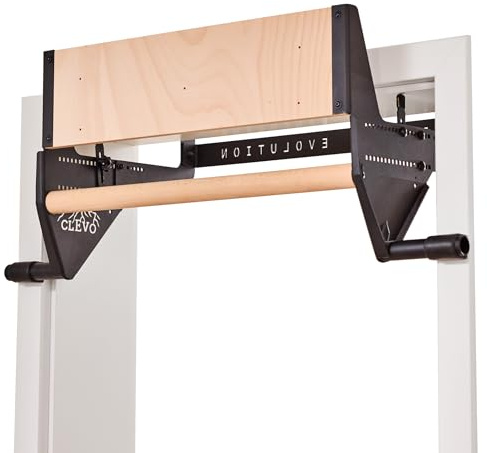 Clevo - Hangboard für Kletten und Bouldern - Climbing Trainingsboard Hangboard Klettern Aufhängung für Türe inkl Klimmzugstange