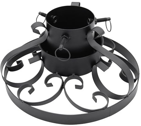 Spetebo Metall Weihnachtsbaumständer im antiken Design - 35 cm - Christbaumständer mit Wasserschale -Tannenbaum Ständer schwarz für Bäume bis 250 cm