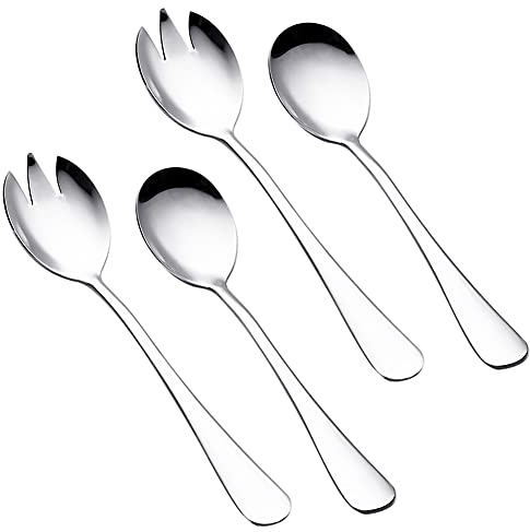 Salat Servierset, Salatbesteck Set 4-teiliges Set | Bestehend aus Edelstahl Salatlöffel und Edelstahl Salatgabel, Edelstahl Salatlöffel Gabel Besteck