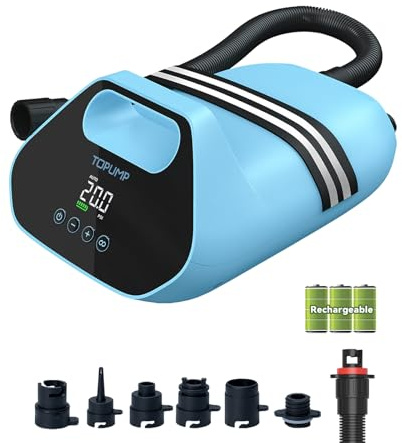 TOPUMP TPS300 Elektrische SUP Pumpe mit Akku, 20 PSI Hochdruckpumpe | 96,2 Wh, Type-C Schnellladung, Auto-Off, zweistufige Auf-/Abluft, tragbar, kabellos, für SUP, Kajaks, Boote, Kite Wings