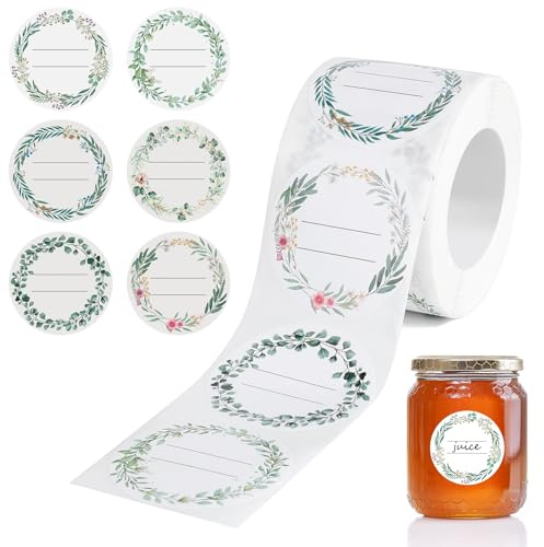 Romon Etiketten Selbstklebend, 200 Stück Klebeetiketten zum Beschriften Aufkleber Etiketten Schule zum Beschriften, Runde Marmeladen -5cm