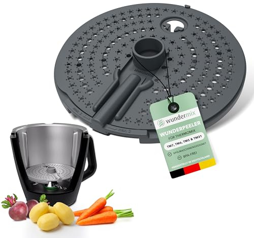 Wundermix WunderPeeler® V2 Schäler-Aufsatz für Thermomix TM7, TM6, TM5, TM31 – Schäler mit Kunststoff-Reibe zum Schälen von Kartoffeln, Karotten und Gemüse