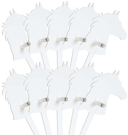 FOLDZILLA Steckenpferde 10er Set aus Pappe 115 x 40 x 25 cm Hobbyhorse Stockpferde - Pferd weiß zum Bemalen und Bekleben