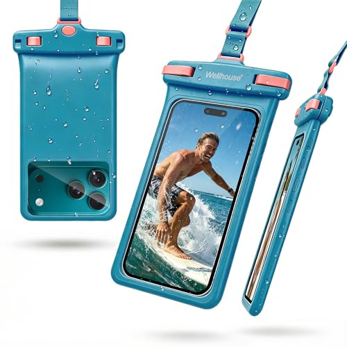 Universelle wasserdichte handyhülle mit Lanyard Handy IP8X Tauchen im Freien Strand unter Wasser bis zu 7,0 wasserdichter beutel 3D nahtlose HD TPU staubdichte Touch-Telefonhülle für iPhone Blue