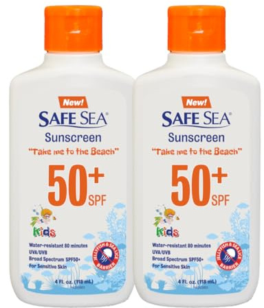 Safe Sea Anti-jellyfish Sting Protective Lotion for Kids - SPF50+ - Jellyfish & Sea Lice Prevention Sunscreen (Kids2pack)