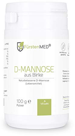 FürstenMED® D-Mannose Pulver aus Birke (kein Mais) - 100g Mannose Pulver mit Messlöffel (2g pro Tagesdosis) - Laborgeprüft, Vegan und Ohne unerwünschte Zusatzstoffe