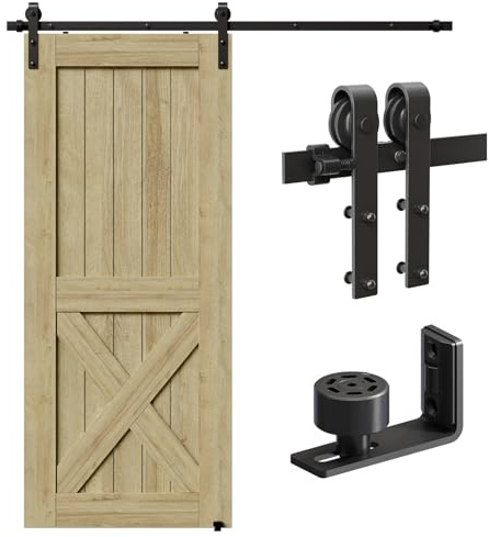 CCJH 183cm /6FT Schiebetürbeschlag Set Schiebetürsystem Bodenführung Schiebetür Komplettes Set Sliding Barn Door Hardware