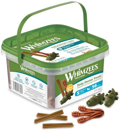 WHIMZEES Gemischte Vielfaltsbox S, 56 Stück – Größe S, Kaustangen für kleine Hunde zur Zahnpflege, Getreidefrei, Natürlich, ohne Zuckerzusatz