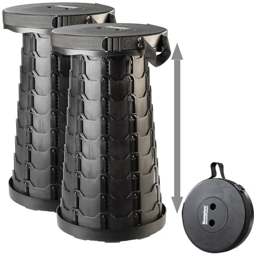 Semptec Urban Survival Technology Sitzhocker: 2er-Set Tragbarer Teleskop-Hocker, höhenverstellbar, bis 200 kg (Klapphocker höhenverstellbar, Duschhocker, hoch)