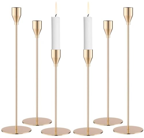 Kerzenständer Gold,6 Stück Kerzenständer Stabkerzen,33/28/23CM Stabkerzenhalter,Metall Kerzenhalter Stabkerzen,für Party,Hochzeits,Tischdekorationen,Heimdekorationen
