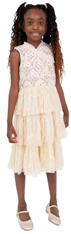 Maya Deluxe Girl's Dress Sequin Embellished Tulle Tutu Ruffles Princess Bridesmaid Wedding Guest Kids Childrens Party Flower Girl