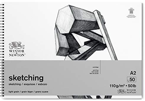 Winsor & Newton 6672004 Skizzenblock DIN A2 Extra Weiß 110 g/m² – 50 Blatt, säurefrei, spiralgebunden, Künstler Zeichenpapier für Bleistift, Kohle, Graphit, Tinte & Trockentechniken