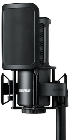 Shure SM4 Studio Recording Mikrofon, XLR Heimstudio Kondensator Mikrofon Optimiert für sanfte Vocals bis zu Lauten Instrumenten mit Mix-Ready Audio - robuste Metallbauweise (SM4-K-KIT)