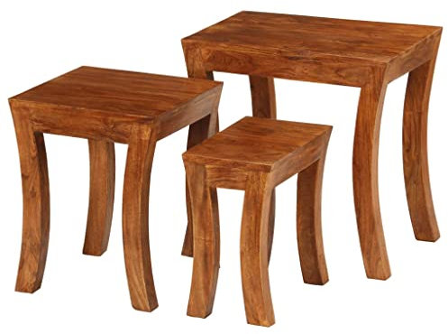 vidaXL 3-TLG. Satztisch-Set Massivholz Akazie 50x35x50 cm Braun