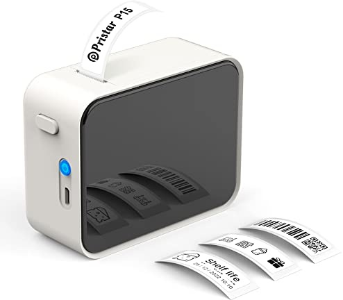 Pristar P15 Etikettiergerät Bluetooth Beschriftungsgerät Selbstklebend Wiederaufladbar Etikettendrucker, Labeldrucker für iOS&Android, Geeignet für Zuhause Schule Büro, Weiß