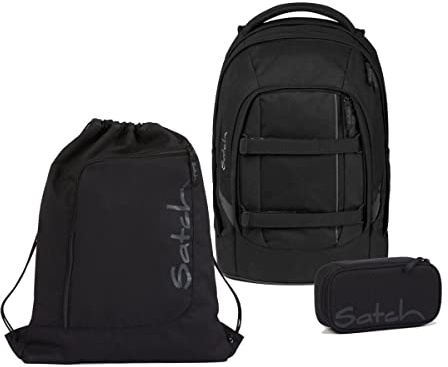 Satch Pack Schulrucksack Set 3tlg. mit Schlamperbox und Sportbeutel (Blackjack)