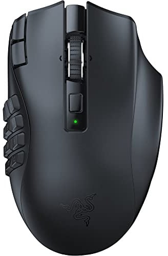Razer Naga V2 HyperSpeed - Ergonomische Kabellose MMO Gaming Maus (19 Programmierbaren Tasten, Wireless 2,4 GHz, Bluetooth, Bis zu 250 Stunden, Focus Pro 30K Optischer Sensor) Schwarz